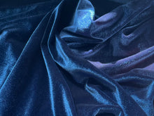 Load image into Gallery viewer, Regal Navy Stretch Velvet 93% Polyester 7% Spandex     1/4 Meter Price