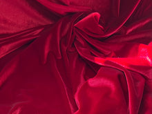 Load image into Gallery viewer, Cardinal Red Stretch Velvet 93% Polyester 7% Spandex     1/4 Meter Price