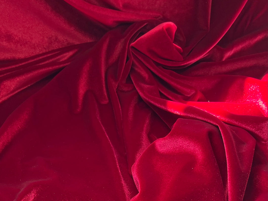 Cardinal Red Stretch Velvet 93% Polyester 7% Spandex     1/4 Meter Price