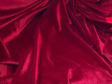 Load image into Gallery viewer, Cardinal Red Stretch Velvet 93% Polyester 7% Spandex     1/4 Meter Price