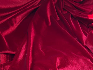 Cardinal Red Stretch Velvet 93% Polyester 7% Spandex     1/4 Meter Price