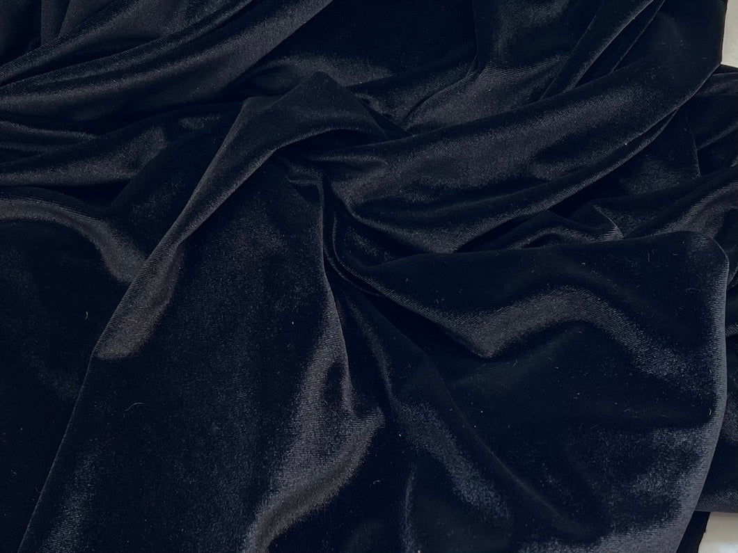 Black Stretch Velvet 93% Polyester 7% Spandex     1/4 Meter Price
