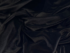 Black Stretch Velvet 93% Polyester 7% Spandex     1/4 Meter Price