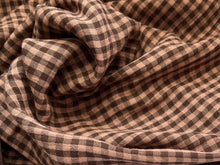 Load image into Gallery viewer, Brown &amp; Tan Gingham 100% Cotton Double Gauze  1/4 Metre Price