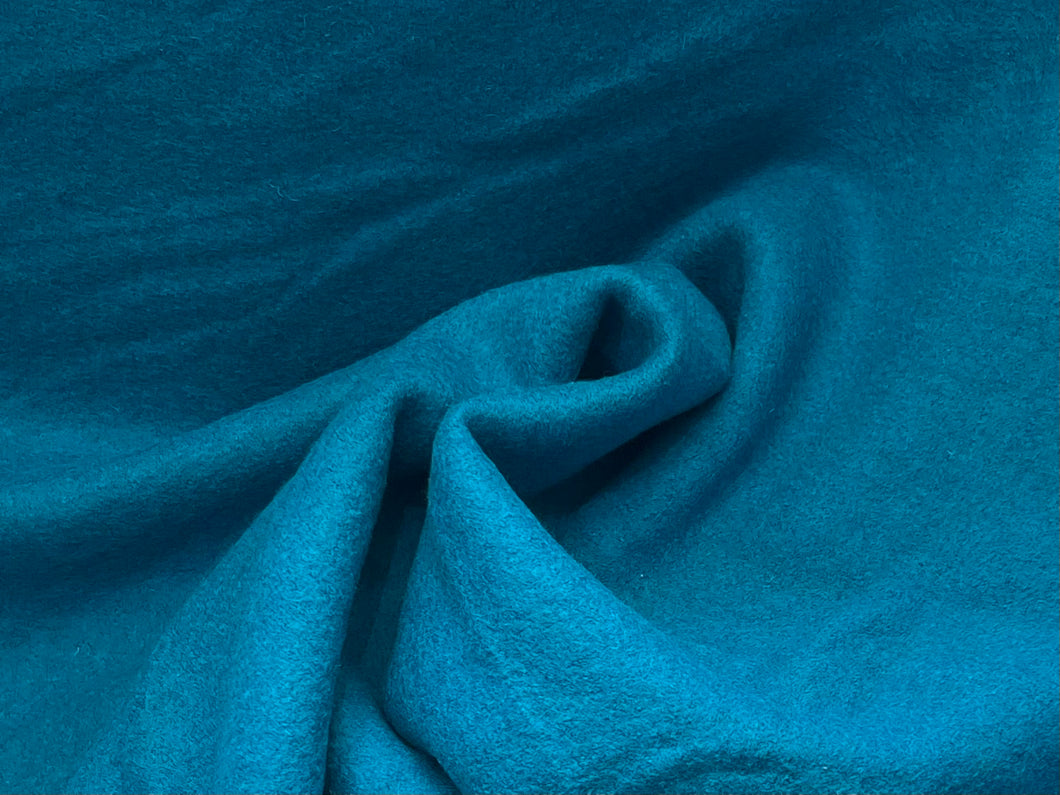 Electric Turquoise Boiled 100% Wool Coating    1/4 Meter Price