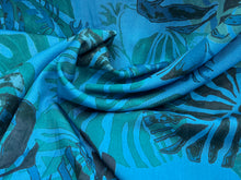 Load image into Gallery viewer, Lyocell Lagoon Blue Palms    1/4 Metre Price