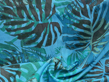 Load image into Gallery viewer, Lyocell Lagoon Blue Palms    1/4 Metre Price