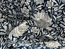 Load image into Gallery viewer, Navy &amp; White Floral 100% Cotton Matelasse.  1/4 Metre Price