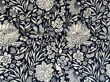 Load image into Gallery viewer, Navy &amp; White Floral 100% Cotton Matelasse.  1/4 Metre Price