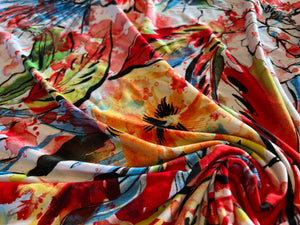 #1067 Neon Tropical Print  95% Poly 5% Elastane two way stretch  Remnant