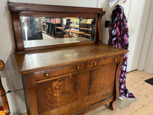 Load image into Gallery viewer, Antique 2 piece Tiger Oak Buffett