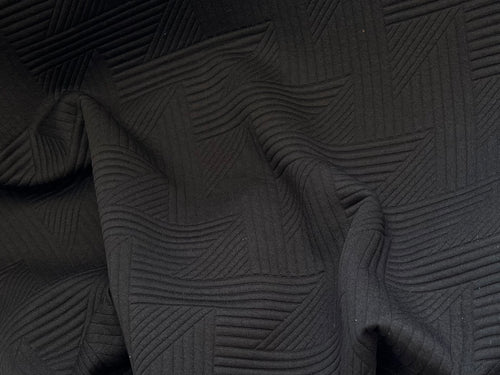 Black Textured Geometric Cable Knit 93% Polyester 5% Rayon 2% Spandex