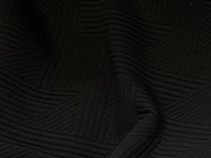 Black Textured Geometric Cable Knit 93% Polyester 5% Rayon 2% Spandex