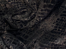Load image into Gallery viewer, Black/Grey Leopard Flocked Stretch Mesh  95% Polyester 5% Spandex Knit    1/4 Meter price
