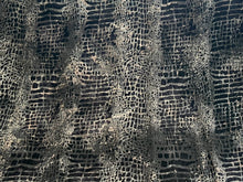 Load image into Gallery viewer, Black/Grey Leopard Flocked Stretch Mesh  95% Polyester 5% Spandex Knit    1/4 Meter price