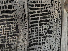 Load image into Gallery viewer, Black/Grey Leopard Flocked Stretch Mesh  95% Polyester 5% Spandex Knit    1/4 Meter price