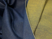 Load image into Gallery viewer, Blue &amp; Yellow Shot  80% Cotton 18% Polyester 2% Spandex Denim.     1/4 Metre Price