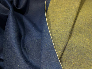 Blue & Yellow Shot  80% Cotton 18% Polyester 2% Spandex Denim.     1/4 Metre Price