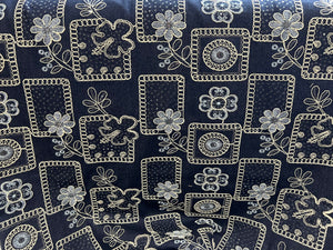 Embroidered Denim 98% Cotton 2% Spandex     1/4 Metre Price