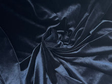 Load image into Gallery viewer, Marine Blue Stretch Velvet 94% Polyester 6% Spandex     1/4 Meter Price