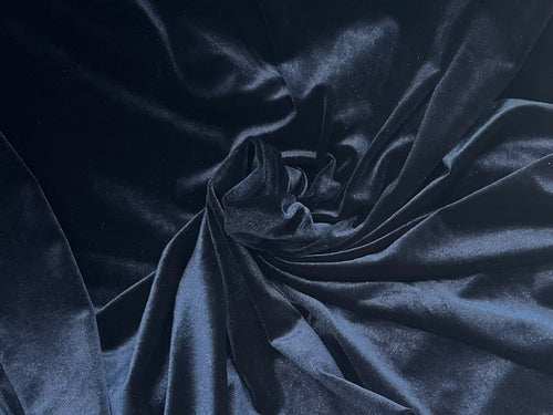Marine Blue Stretch Velvet 94% Polyester 6% Spandex     1/4 Meter Price