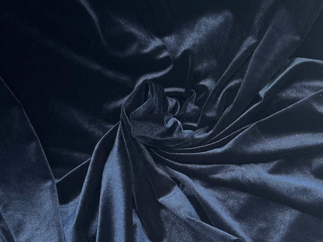 Marine Blue Stretch Velvet 94% Polyester 6% Spandex     1/4 Meter Price