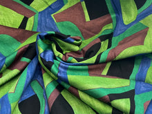 Load image into Gallery viewer, Green &amp; Royal Geometric Lightweight Ponte Knit 45% Viscose 55%Polyester 1/4 Meter Price (Copy) (Copy)