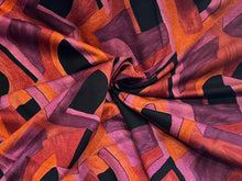 Load image into Gallery viewer, Orange &amp; Fuchsia Geometric Lightweight Ponte Knit 45% Viscose 55%Polyester 1/4 Meter Price (Copy)
