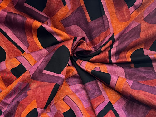 Orange & Fuchsia Geometric Lightweight Ponte Knit 45% Viscose 55%Polyester 1/4 Meter Price (Copy)