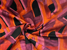 Load image into Gallery viewer, Orange &amp; Fuchsia Geometric Lightweight Ponte Knit 45% Viscose 55%Polyester 1/4 Meter Price (Copy)