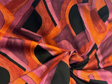 Load image into Gallery viewer, Orange &amp; Fuchsia Geometric Lightweight Ponte Knit 45% Viscose 55%Polyester 1/4 Meter Price (Copy)