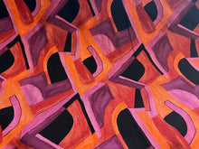 Load image into Gallery viewer, Orange &amp; Fuchsia Geometric Lightweight Ponte Knit 45% Viscose 55%Polyester 1/4 Meter Price (Copy)