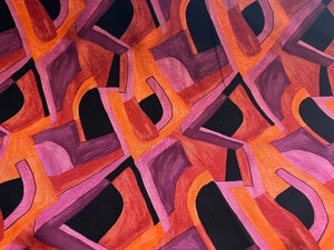 Orange & Fuchsia Geometric Lightweight Ponte Knit 45% Viscose 55%Polyester 1/4 Meter Price (Copy)
