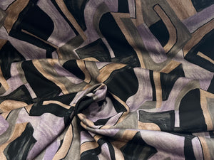 Lilac & Grey Geometric Lightweight Ponte Knit 45% Viscose 55%Polyester 1/4 Meter Price