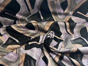 Lilac & Grey Geometric Lightweight Ponte Knit 45% Viscose 55%Polyester 1/4 Meter Price