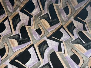 Lilac & Grey Geometric Lightweight Ponte Knit 45% Viscose 55%Polyester 1/4 Meter Price