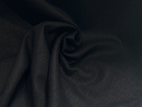 Jet Black 100% Linen     1/4 Meter Price