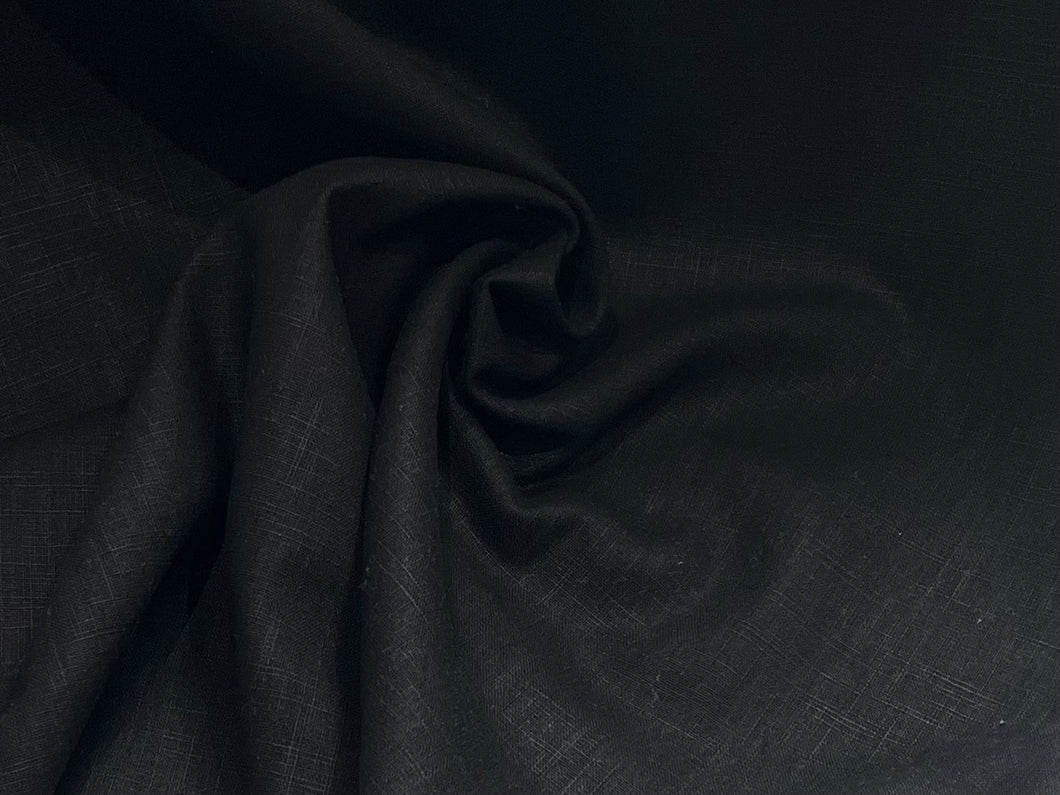 Jet Black 100% Linen     1/4 Meter Price