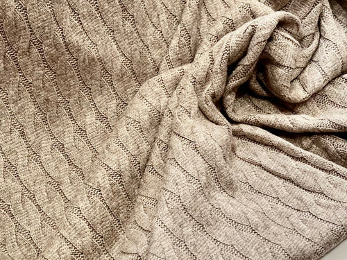 Taupe Nordic Faux Cable Knit 28% Polyester 50% Rayon 22% Nylon    1/4 Meter Price
