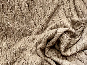 Taupe Nordic Faux Cable Knit 28% Polyester 50% Rayon 22% Nylon    1/4 Meter Price