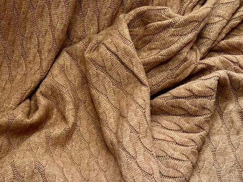 Cognac Nordic Faux Cable Knit 28% Polyester 50% Rayon 22% Nylon    1/4 Meter Price