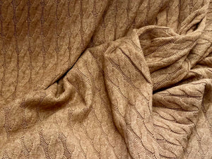 Cognac Nordic Faux Cable Knit 28% Polyester 50% Rayon 22% Nylon    1/4 Meter Price