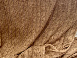 Cognac Nordic Faux Cable Knit 28% Polyester 50% Rayon 22% Nylon    1/4 Meter Price