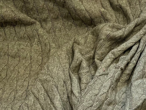 Green Nordic Faux Cable Knit 28% Polyester 50% Rayon 22% Nylon    1/4 Meter Price