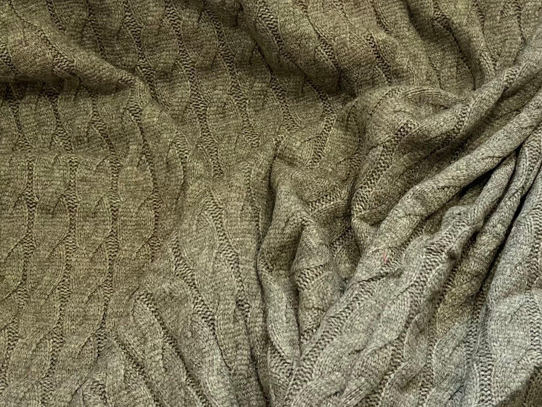 Green Nordic Faux Cable Knit 28% Polyester 50% Rayon 22% Nylon    1/4 Meter Price