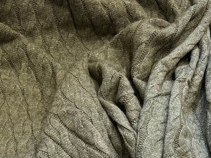 Green Nordic Faux Cable Knit 28% Polyester 50% Rayon 22% Nylon    1/4 Meter Price