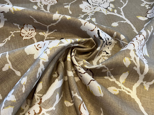 #1083 Designer Cinder Night Vine 100% Linen Remanant
