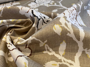 Designer Cinder Night Vine 100% Linen     1/4 Metre Price