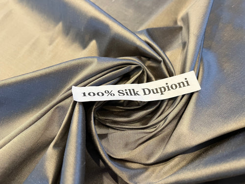 #1074  Silver Grey 100% Dupioni Silk Remnant
