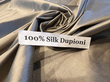 Load image into Gallery viewer, #1074  Silver Grey 100% Dupioni Silk Remnant